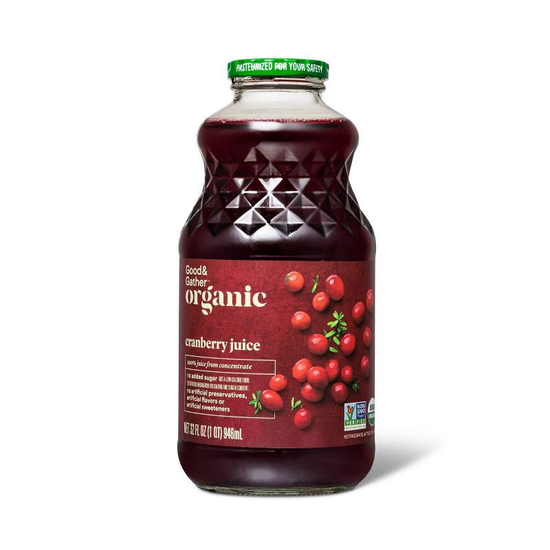 slide 1 of 4, Organic Cranberry Juice From Concentrate - 32 fl oz - Good & Gather™, 32 fl oz