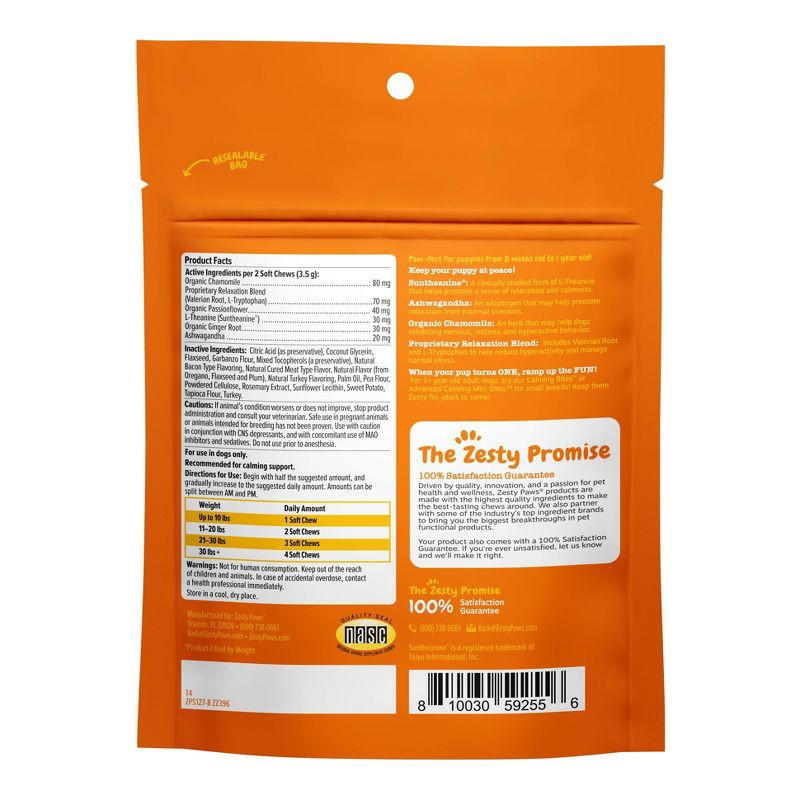 slide 2 of 11, Zesty Paws Puppy Calming Bites for Dog Turkey Flavor - 60ct, 60 ct