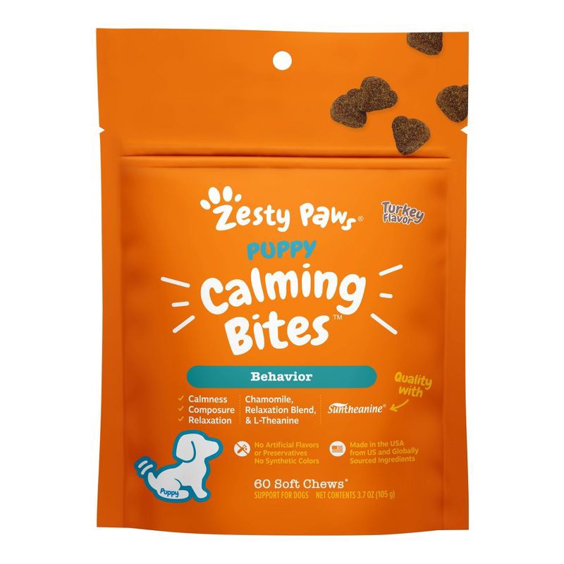 slide 1 of 11, Zesty Paws Puppy Calming Bites for Dog Turkey Flavor - 60ct, 60 ct