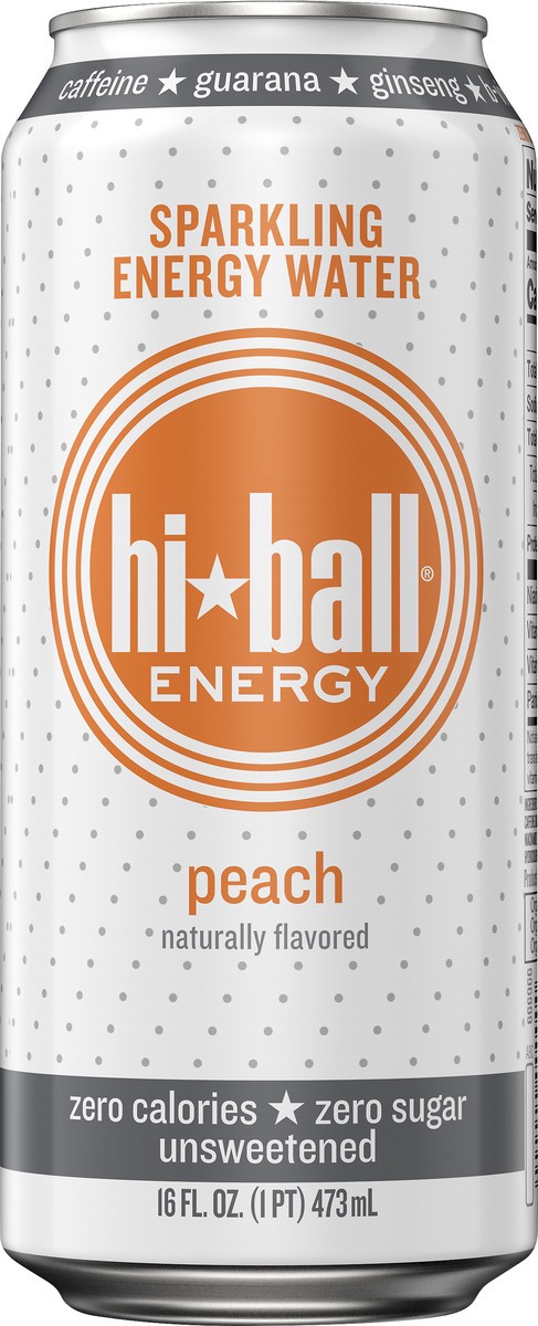 slide 6 of 11, Hiball Peach Sparkling Energy Water 16 oz, 16 fl oz