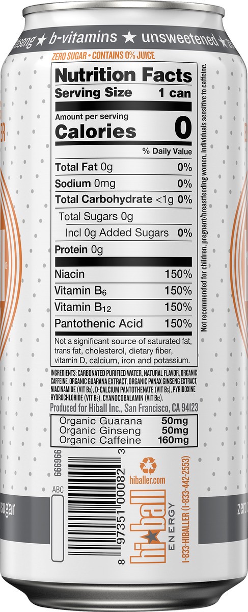 slide 7 of 11, Hiball Peach Sparkling Energy Water 16 oz, 16 fl oz