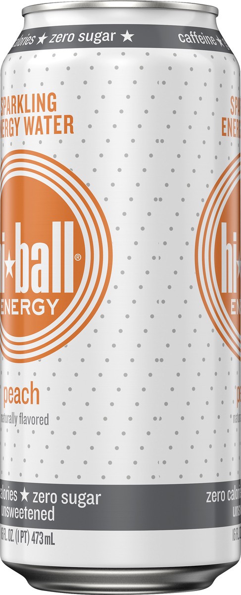 slide 10 of 11, Hiball Peach Sparkling Energy Water 16 oz, 16 fl oz