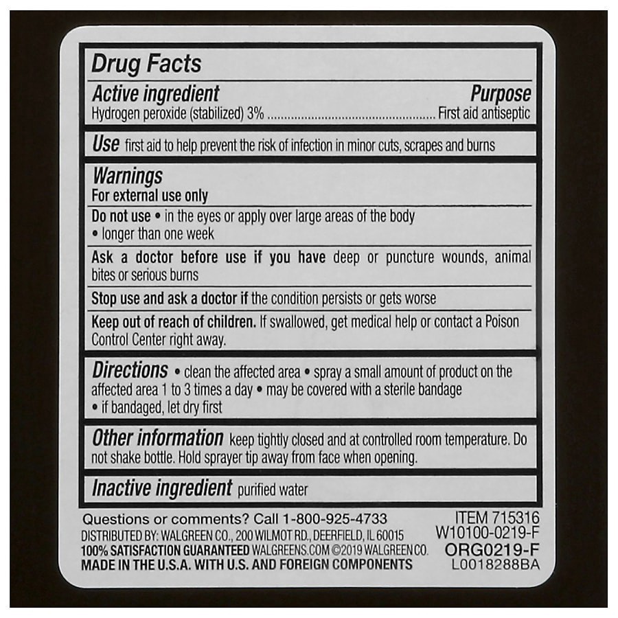 slide 2 of 3, Walgreens Hydrogen Peroxide 3% Spray, 8 oz