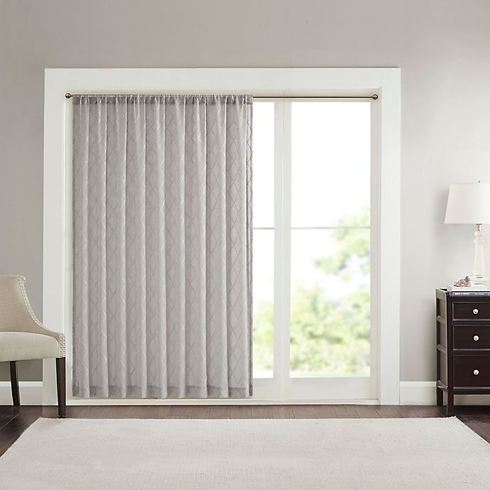 slide 1 of 4, Madison Park Irina Diamond Sheer Rod Pocket Window Curtain Panel - Grey, 84 in