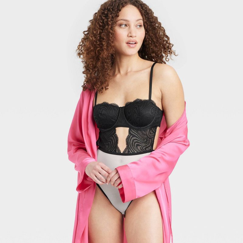slide 7 of 7, Women's Lace Collection Unlined Underwire Bodysuit - Auden Black L, 1 ct