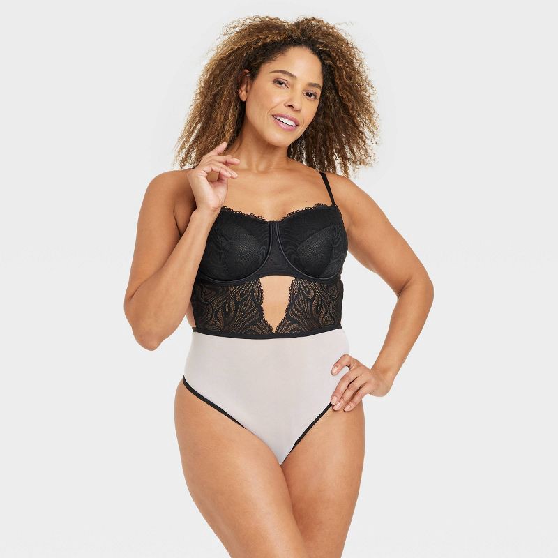 slide 5 of 7, Women's Lace Collection Unlined Underwire Bodysuit - Auden Black L, 1 ct