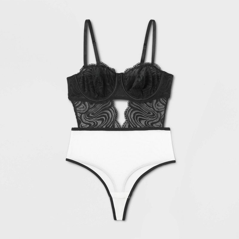slide 3 of 7, Women's Lace Collection Unlined Underwire Bodysuit - Auden Black L, 1 ct