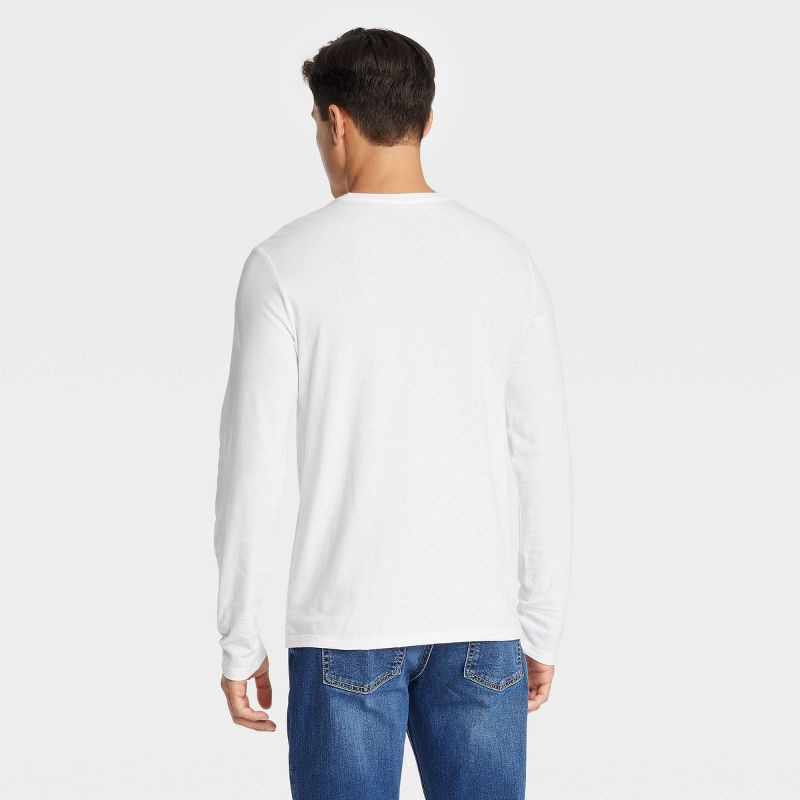slide 2 of 3, Men's Standard Fit Long Sleeve T-Shirt - Goodfellow & Co White S, 1 ct