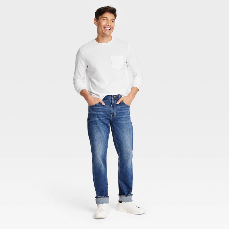 slide 3 of 3, Men's Standard Fit Long Sleeve T-Shirt - Goodfellow & Co White S, 1 ct