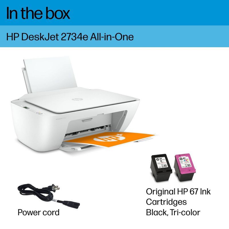 slide 6 of 17, HP Inc. HP DeskJet 2734e Wireless All-in-One Color Printer Scanner Copier with Instant Ink and HP+ (26K72A), 1 ct