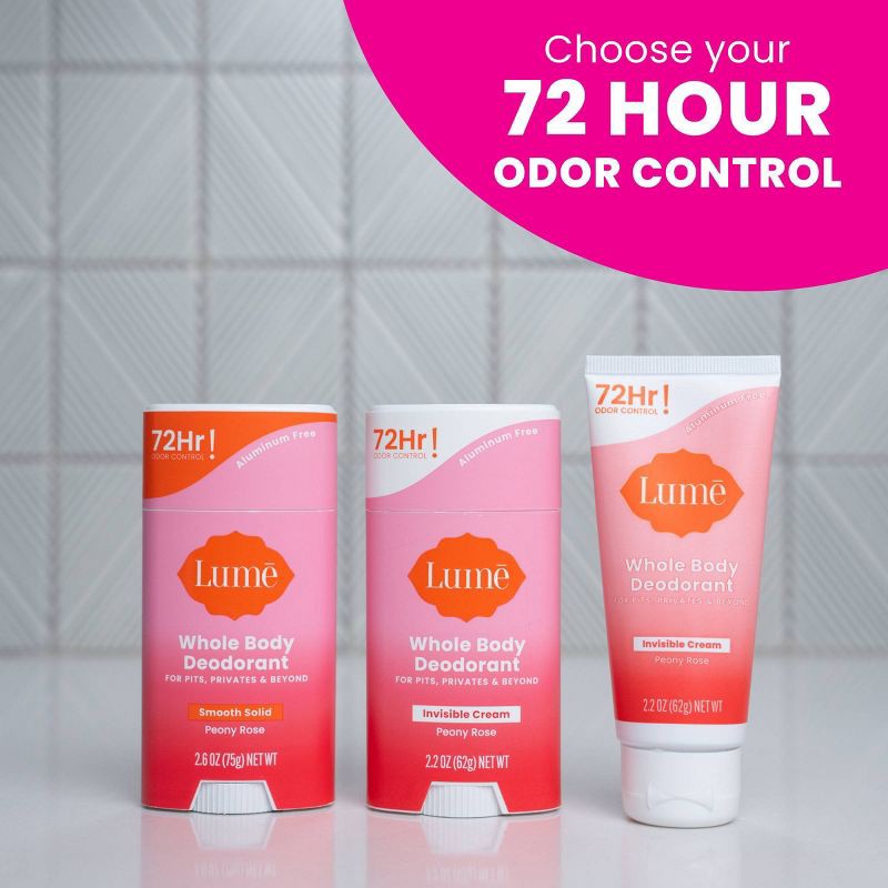 slide 8 of 8, Lume Whole Body Women's Smooth Solid Deodorant Peony Rose Scent - Aluminum-Free 2.6oz, 2.6 oz