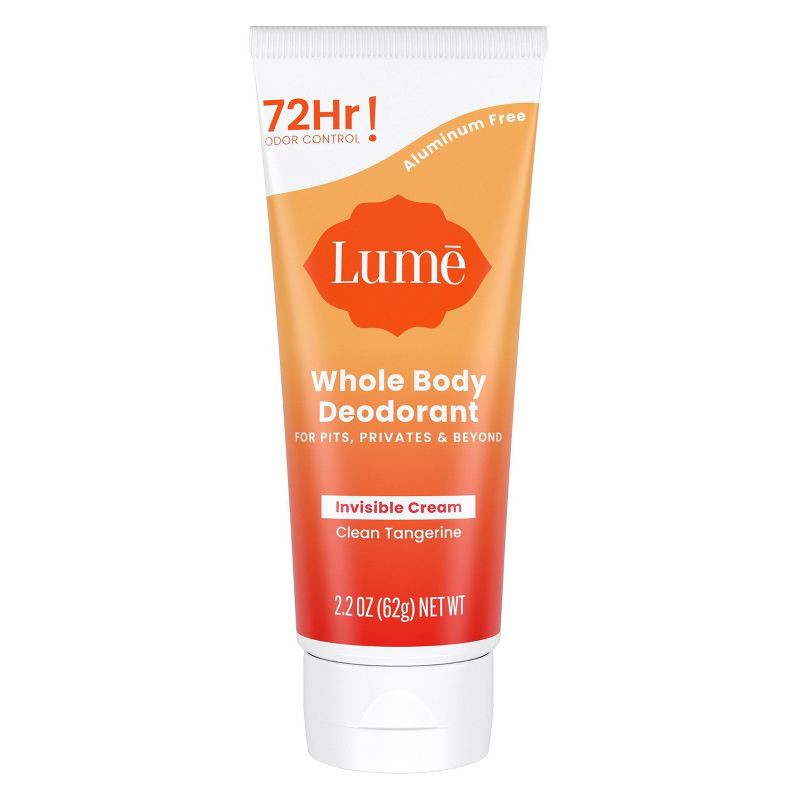 slide 1 of 11, Lume Whole Body Women's Invisible Cream Tube Deodorant Clean Tangerine Scent - Aluminum-Free 2.2oz, 2.2 oz