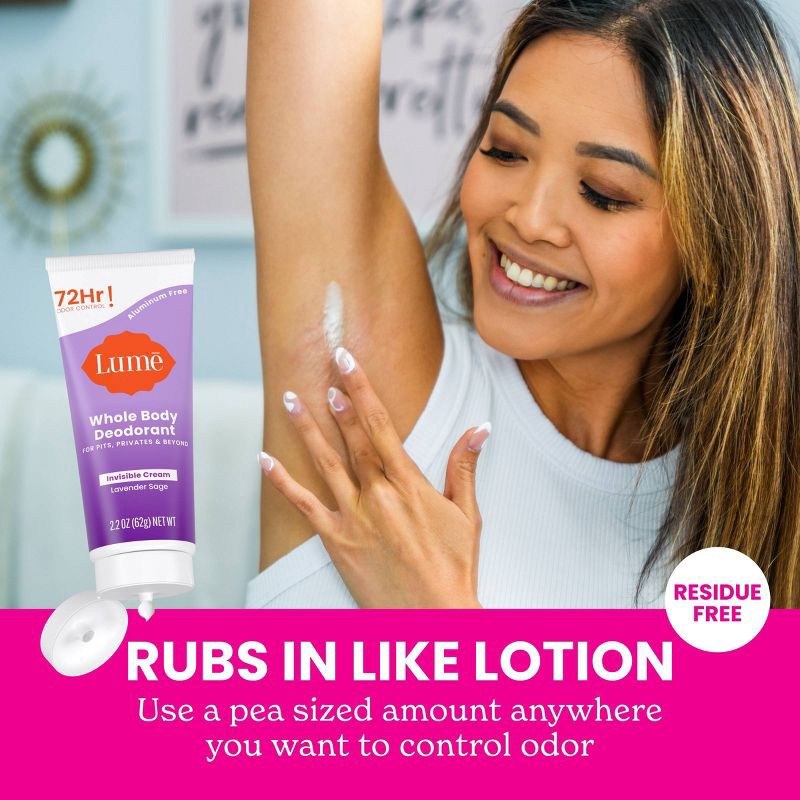 slide 3 of 11, Lume Whole Body Women's Invisible Cream Tube Deodorant Lavender Sage Scent - Aluminum-Free 2.2oz, 2.2 oz