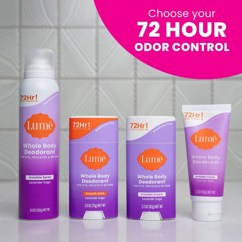 slide 10 of 11, Lume Whole Body Women's Invisible Cream Tube Deodorant Lavender Sage Scent - Aluminum-Free 2.2oz, 2.2 oz