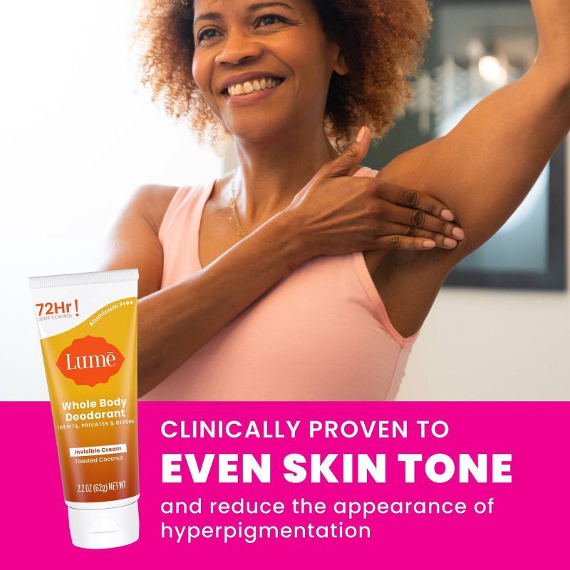 slide 6 of 11, Lume Whole Body Women's Invisible Cream Tube Deodorant Toasted Coconut Scent - Aluminum-Free 2.2oz, 2.2 oz