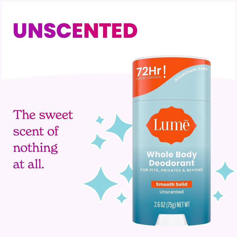slide 7 of 8, Lume Whole Body Women's Smooth Solid Deodorant - Unscented - Aluminum-Free 2.6oz, 2.6 oz