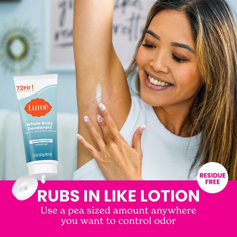 slide 10 of 11, Lume Whole Body Women's Deodorant Invisible Cream Tube - Unscented 2.2oz, 2.2 oz