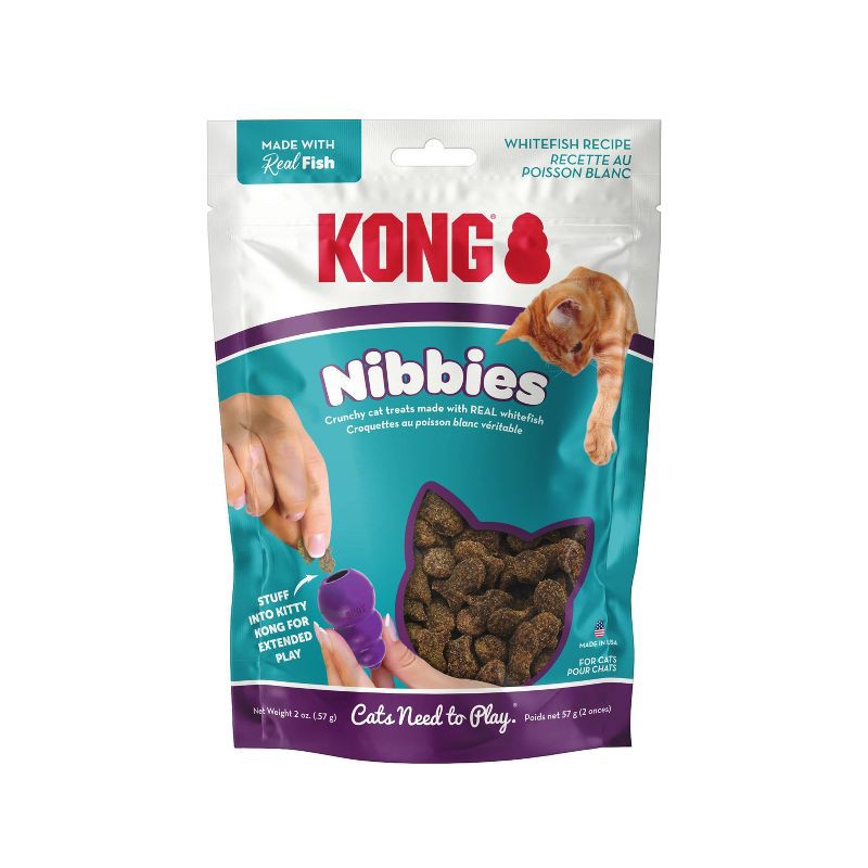 slide 1 of 3, KONG Nibbies White Fish Flavor Dry Cat Food - 2oz, 2 oz