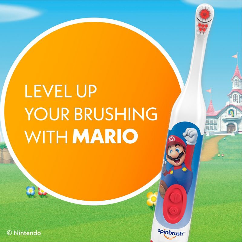 slide 3 of 9, Spinbrush Mario Kids Battery Electric Toothbrush, 1 ct