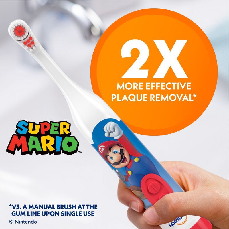 slide 4 of 9, Spinbrush Mario Kids Battery Electric Toothbrush, 1 ct