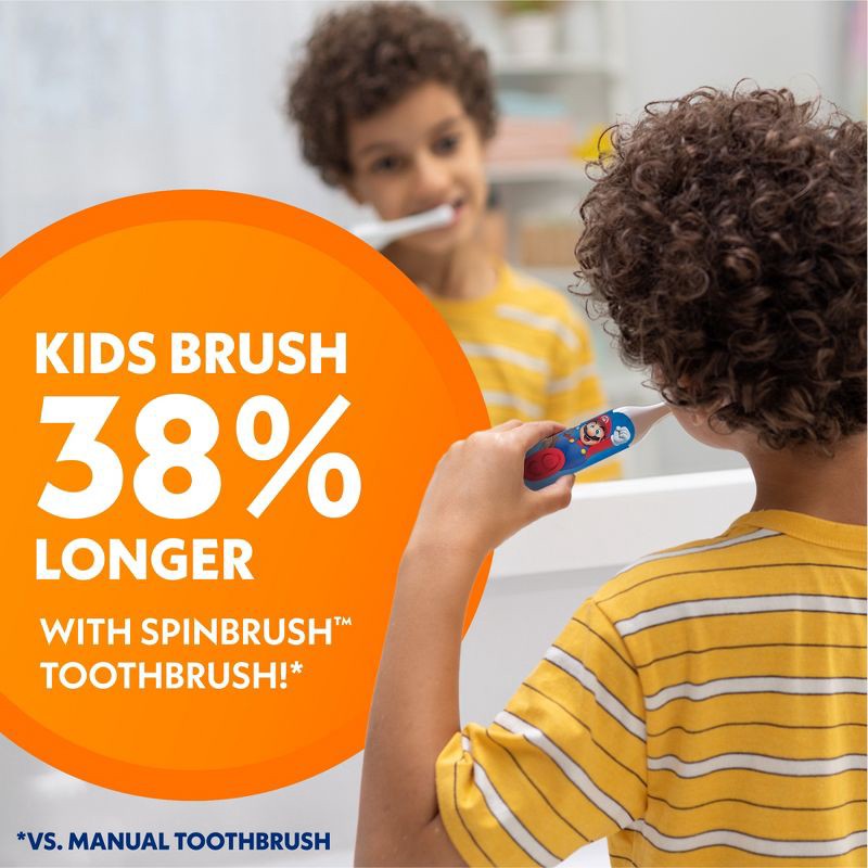 slide 5 of 9, Spinbrush Mario Kids Battery Electric Toothbrush, 1 ct