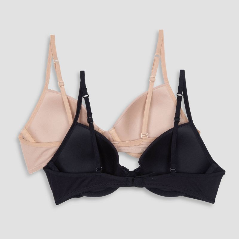 slide 3 of 4, Hanes Girls' 2pk Underwire Bra - Beige/Black 38, 2 ct