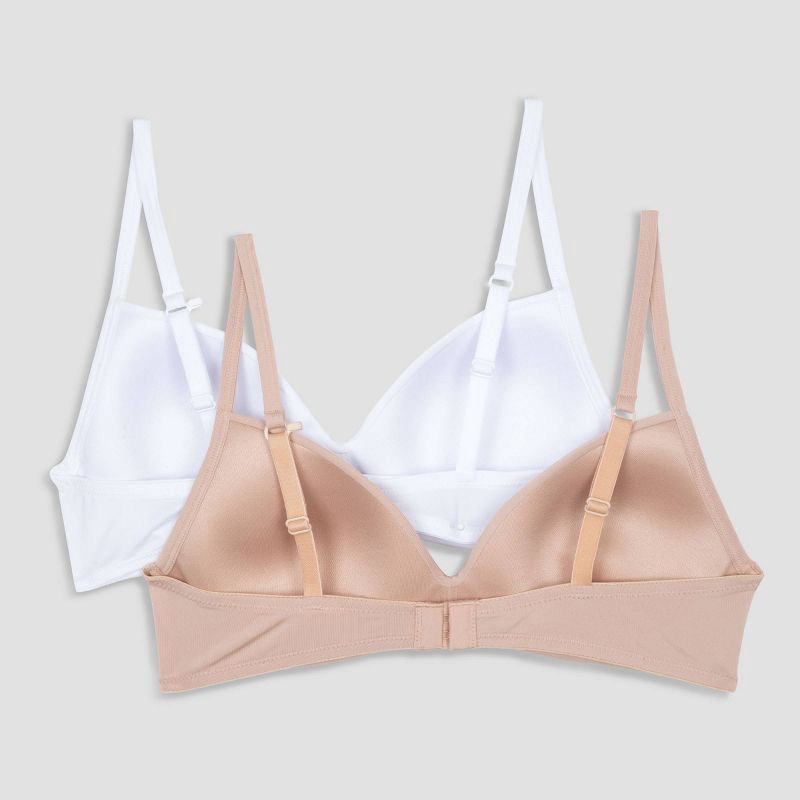 slide 2 of 4, Hanes Girls' 2pk Wire Free Bra - Beige/White 34A, 2 ct