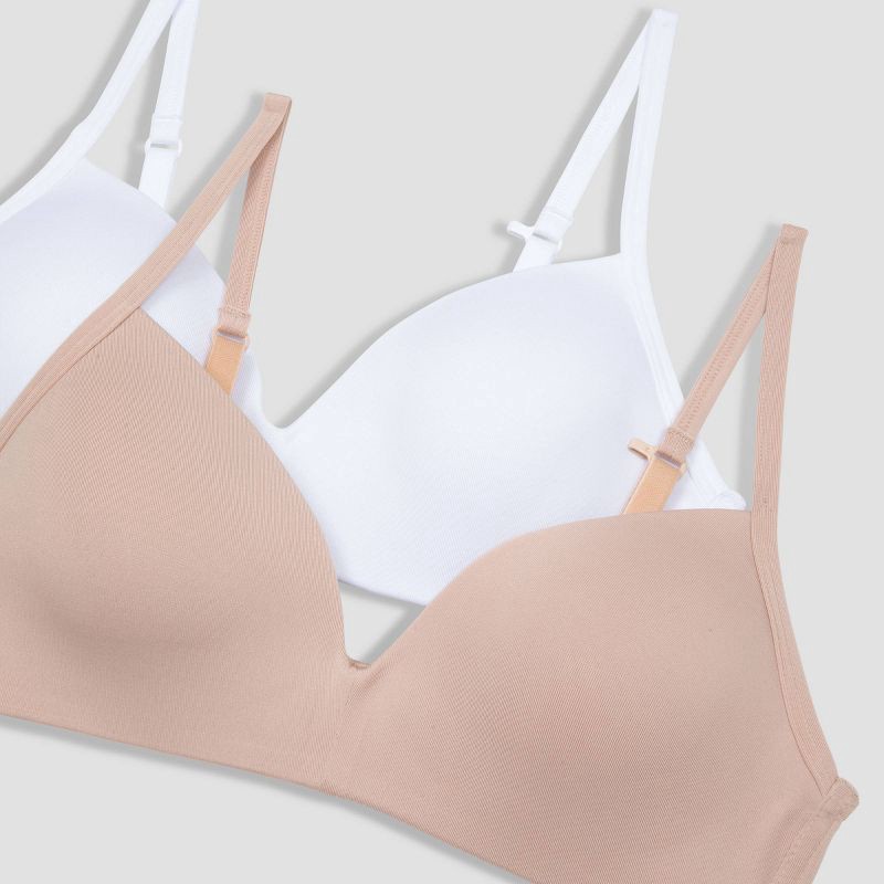 slide 3 of 4, Hanes Girls' 2pk Wire Free Bra - Beige/White 34A, 2 ct