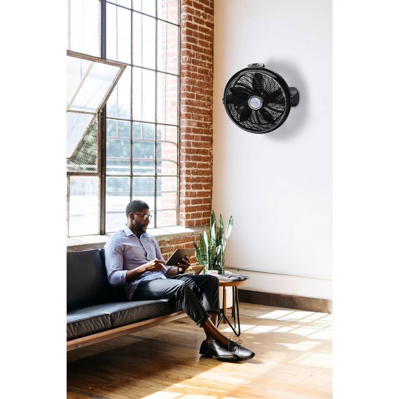 slide 5 of 8, Lasko Floor Cyclone Fan without Remote: 20" Adjustable Tilt, Wall Mountable, 3-Speed, Indoor Use, 2000 CFM, Black, 1 ct