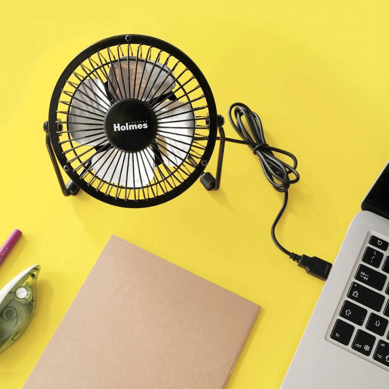slide 4 of 7, Holmes 4" USB Powered Adjustable Head Personal Desk Fan Black, 1 ct