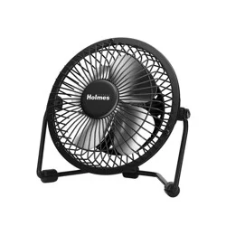 Holmes 4" USB Powered Adjustable Head Personal Desk Fan Black