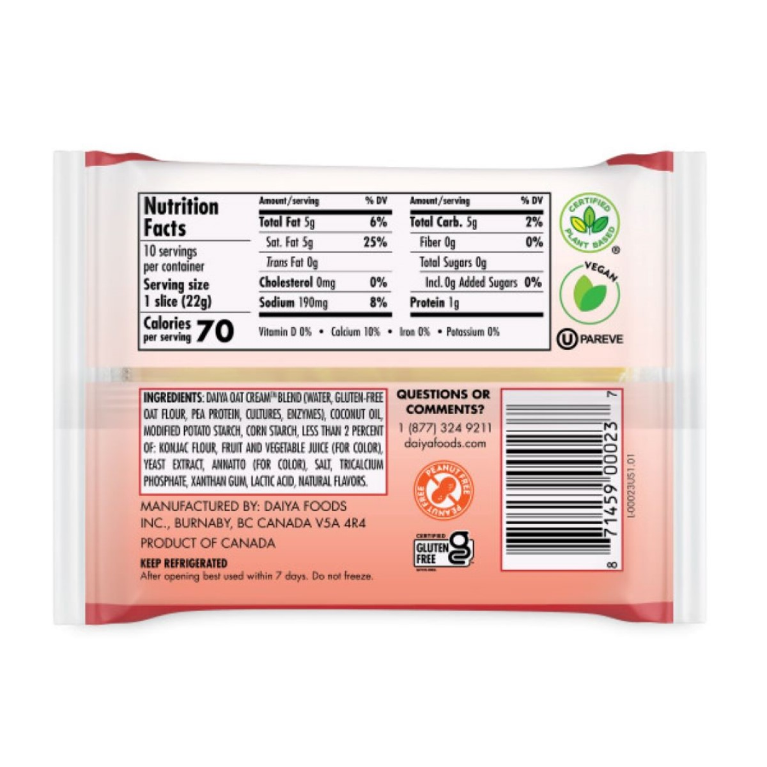 slide 2 of 6, Daiya Dairy-Free American Cheese Slices 7.8 oz, 7.8 oz