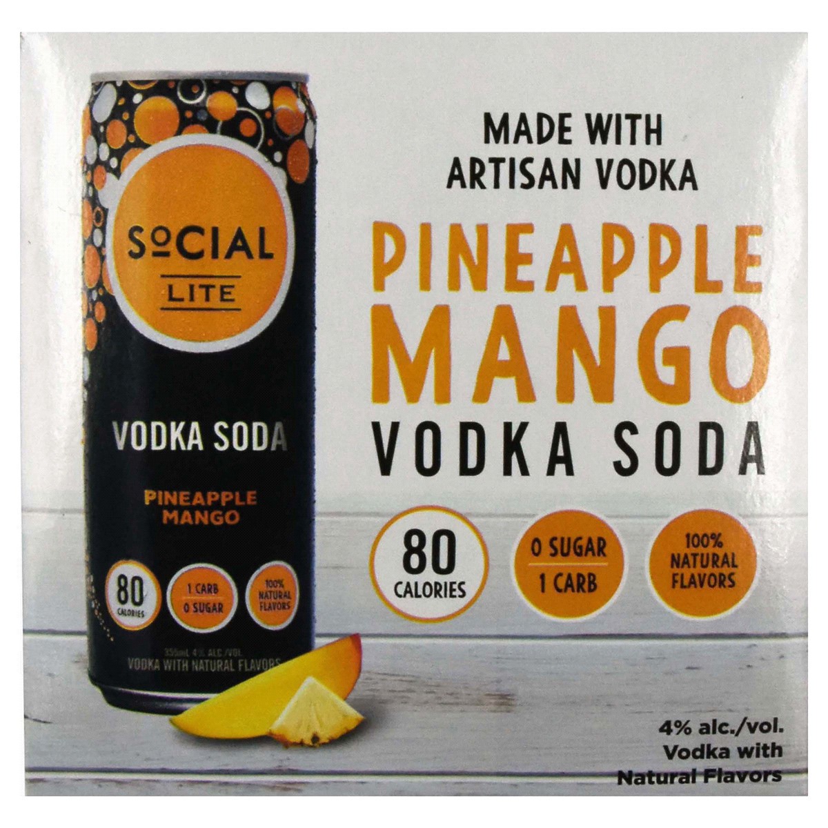 slide 10 of 29, Social Lite Vodka Soda Pineapple Mango, 4 ct; 12 oz