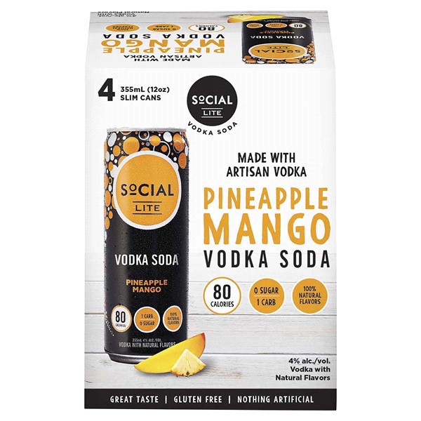 slide 18 of 29, Social Lite Vodka Soda Pineapple Mango, 4 ct; 12 oz