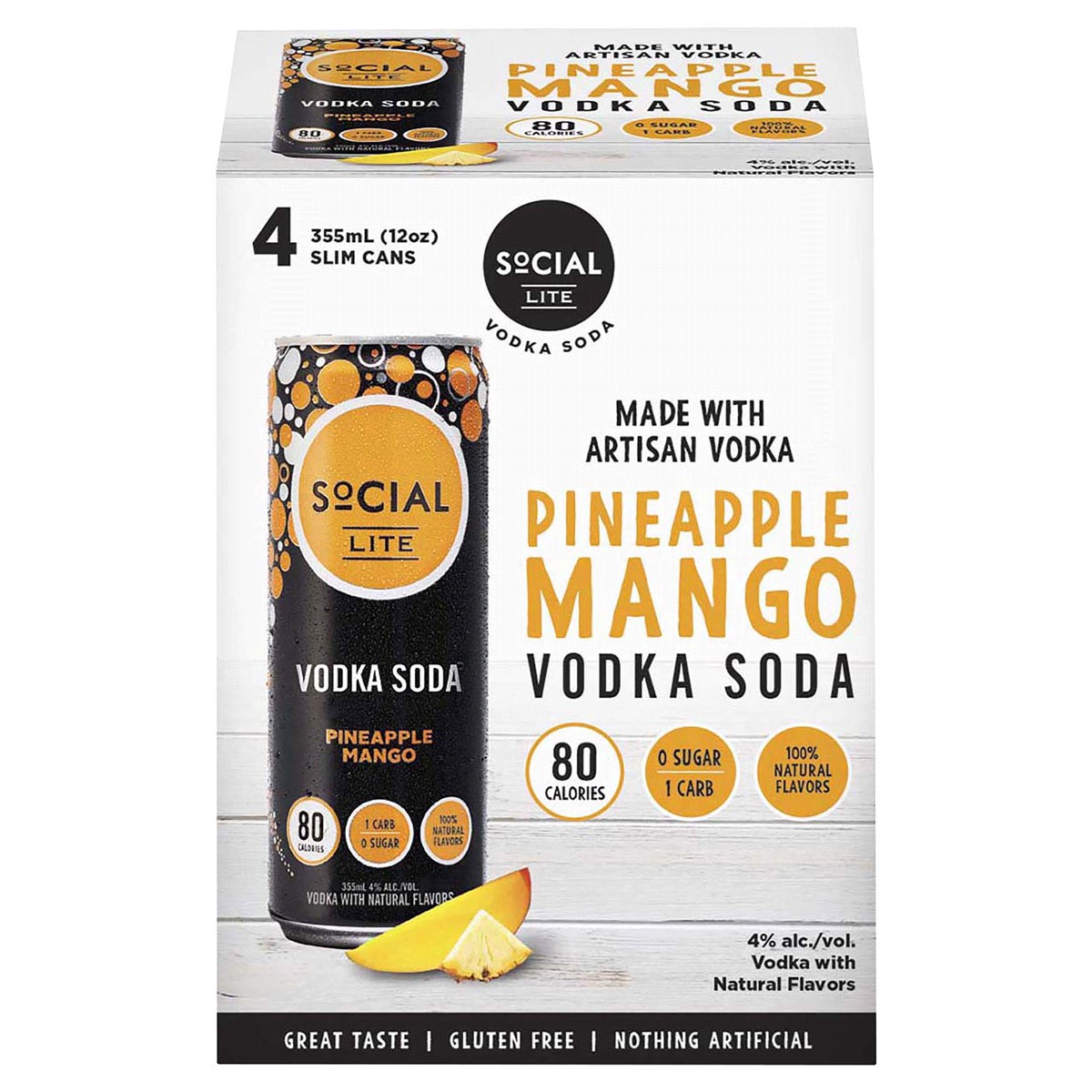 slide 1 of 29, Social Lite Vodka Soda Pineapple Mango, 4 ct; 12 oz