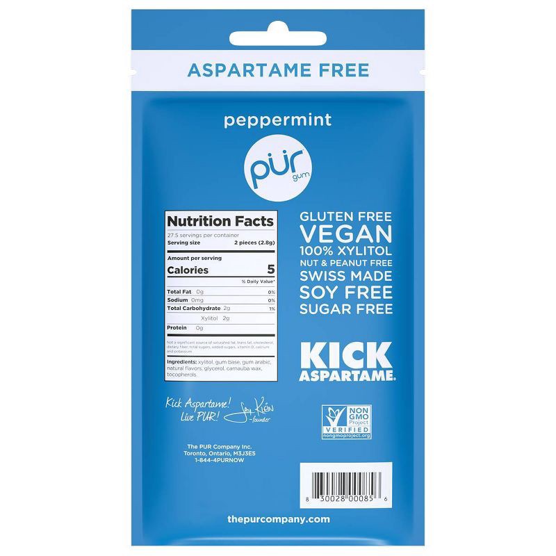 slide 3 of 7, Pur Gum Peppermint Bag - 2.72oz, 2.72 oz