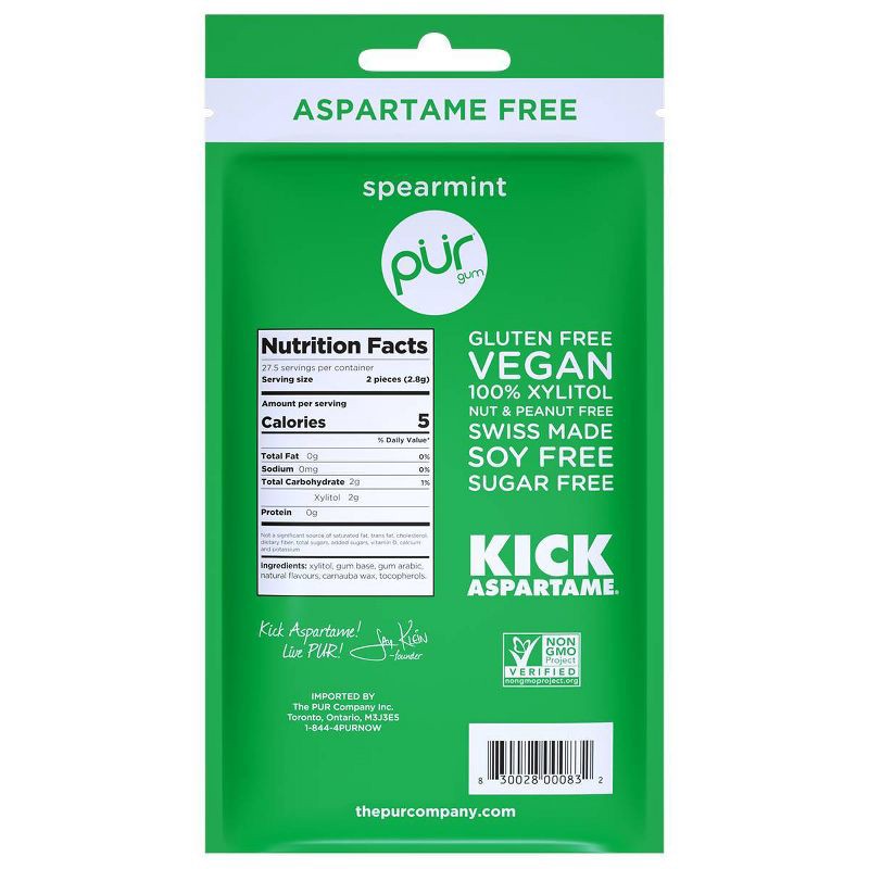 slide 3 of 7, Pur Gum Spearmint Bag - 2.72oz, 2.72 oz