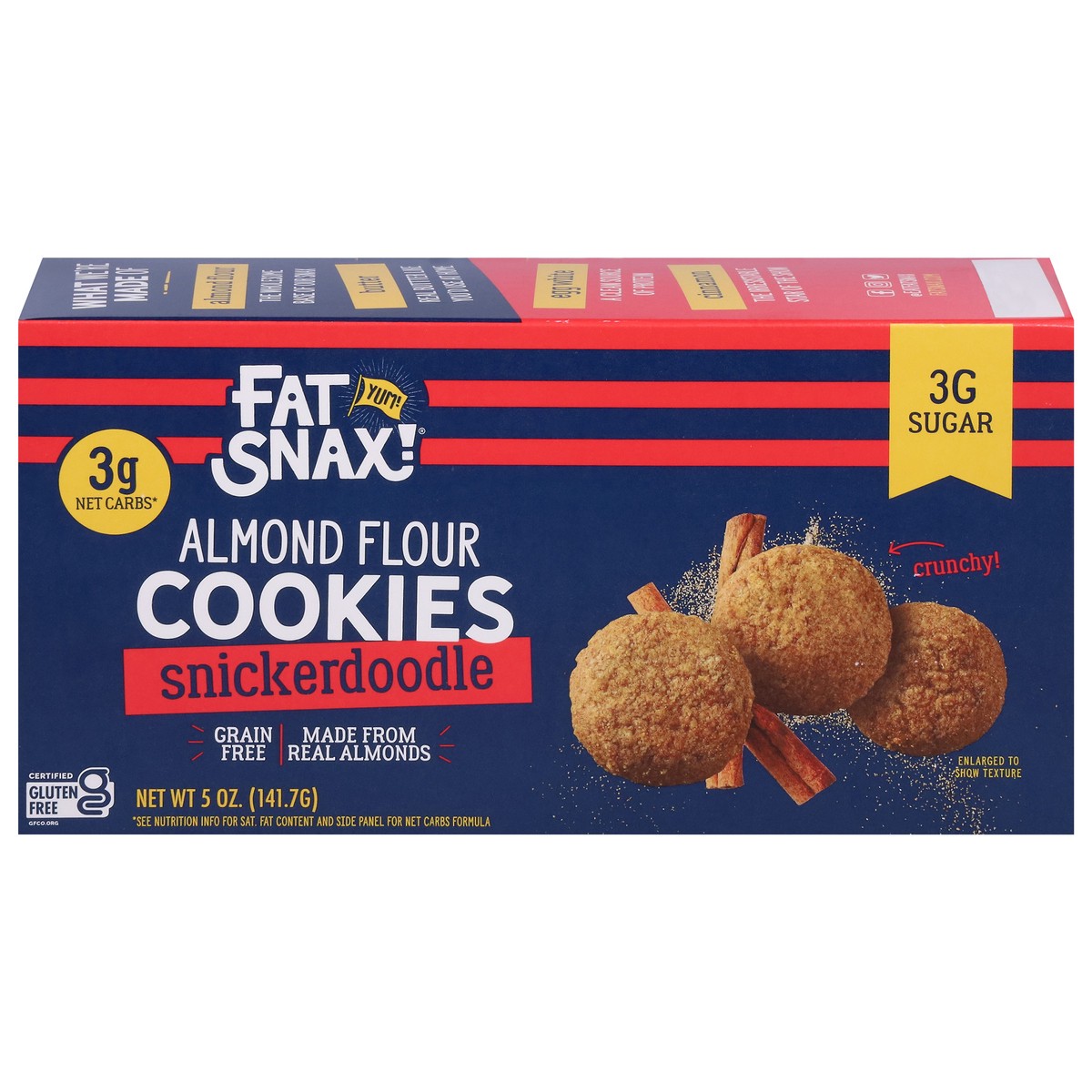 slide 5 of 17, Fat Snax Almond Flour Snickerdoodle Cookies 5 oz, 5 oz