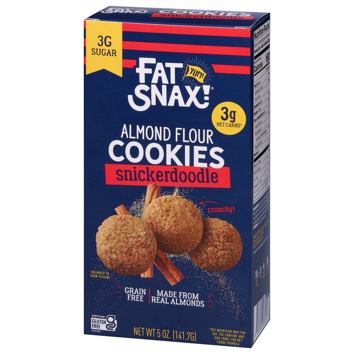 slide 6 of 17, Fat Snax Almond Flour Snickerdoodle Cookies 5 oz, 5 oz