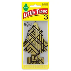 Little Trees 3pk Gold Air Fresheners: Car Freshener, Woodsy & Floral Scent, Disposable, Non-Powered, Paper Form