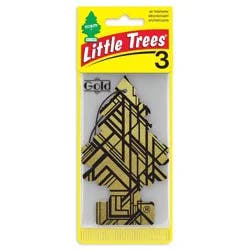 Little Trees 3pk Gold Air Fresheners: Car Freshener, Woodsy & Floral Scent, Disposable, Non-Powered, Paper Form