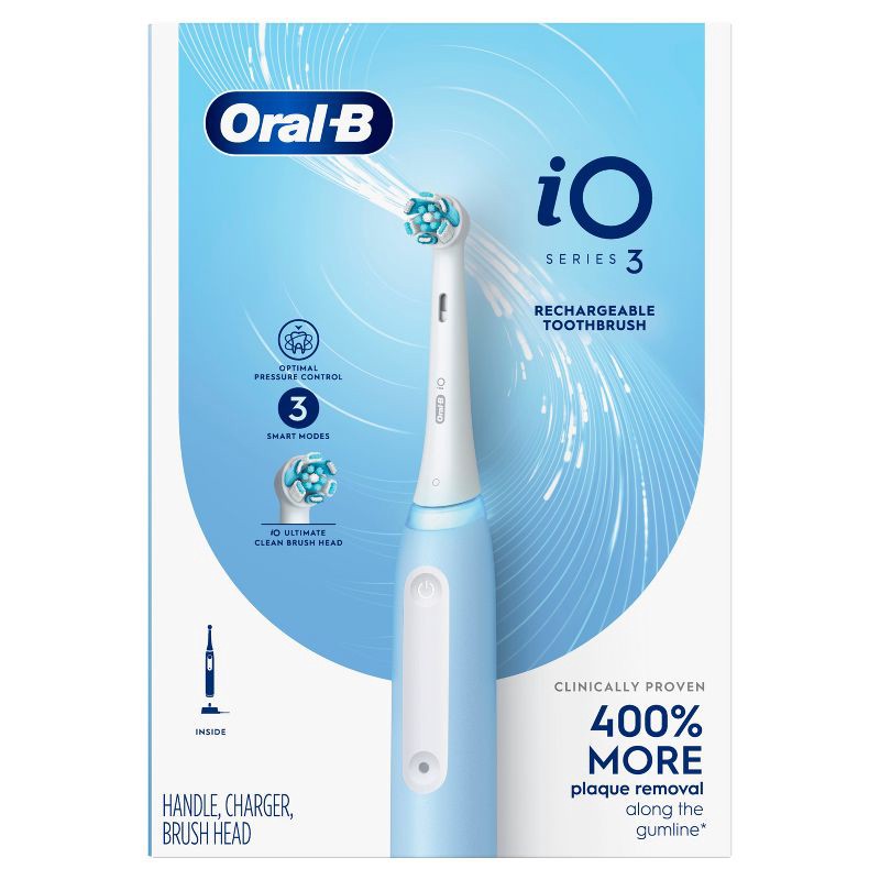slide 13 of 15, Oral-B iO3 Electric Toothbrush - Light Blue, 1 ct