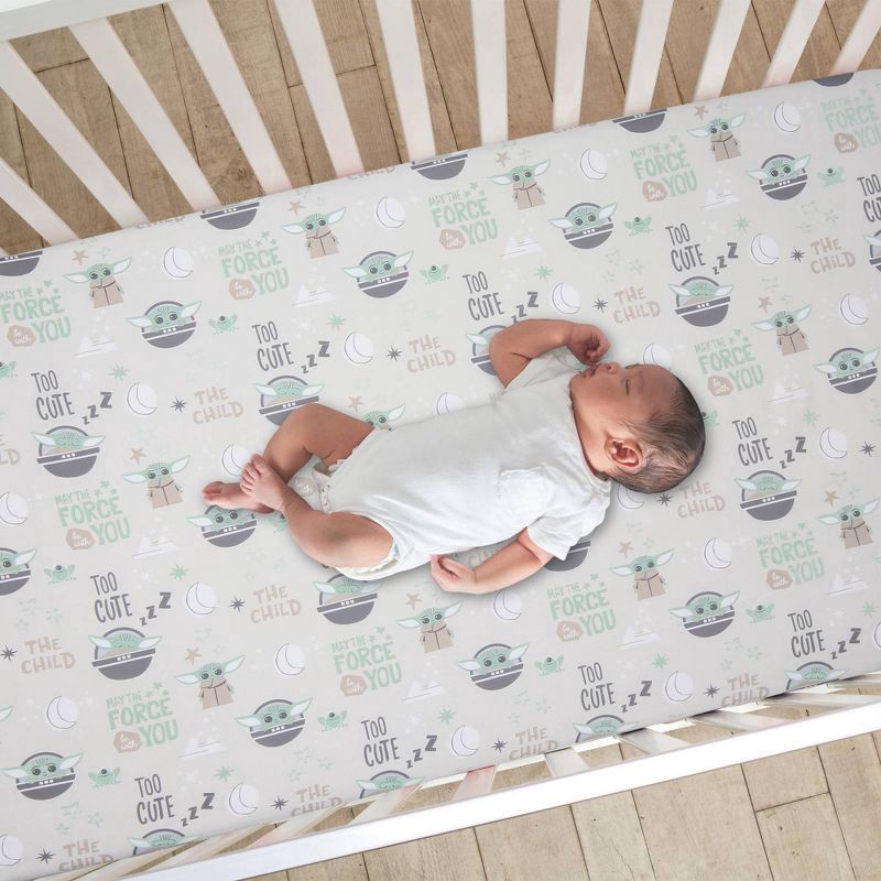 slide 2 of 4, Lambs & Ivy Star Wars Cozy Friends The Child/Baby Yoda Fitted Crib Sheet, 1 ct