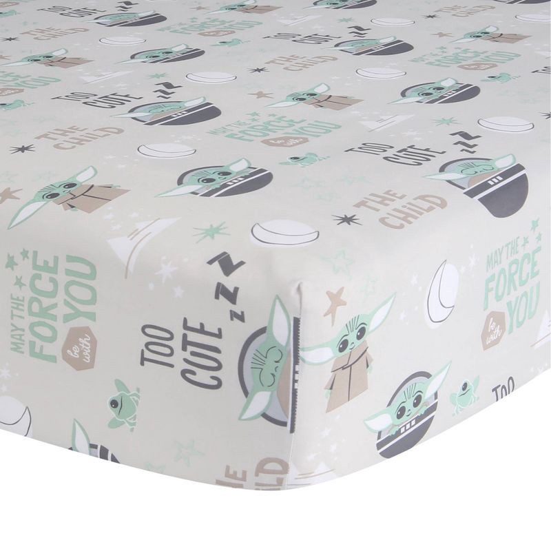 slide 1 of 4, Lambs & Ivy Star Wars Cozy Friends The Child/Baby Yoda Fitted Crib Sheet, 1 ct