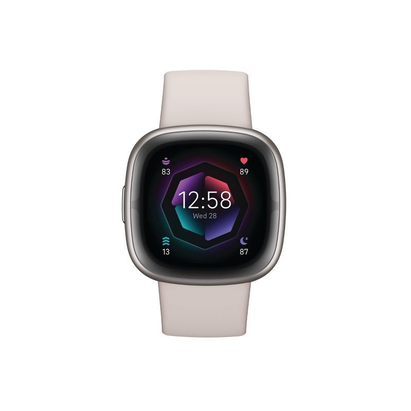 slide 2 of 3, Fitbit Sense 2 Smartwatch - Platinum Aluminum with Lunar White Band, 1 ct