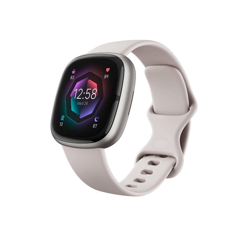 slide 1 of 3, Fitbit Sense 2 Smartwatch - Platinum Aluminum with Lunar White Band, 1 ct