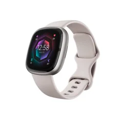 Fitbit Sense 2 Smartwatch - Platinum Aluminum with Lunar White Band