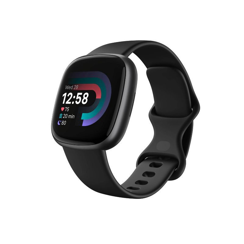 slide 1 of 4, Fitbit Versa 4 Smartwatch - Graphite Aluminum with Black Band, 1 ct