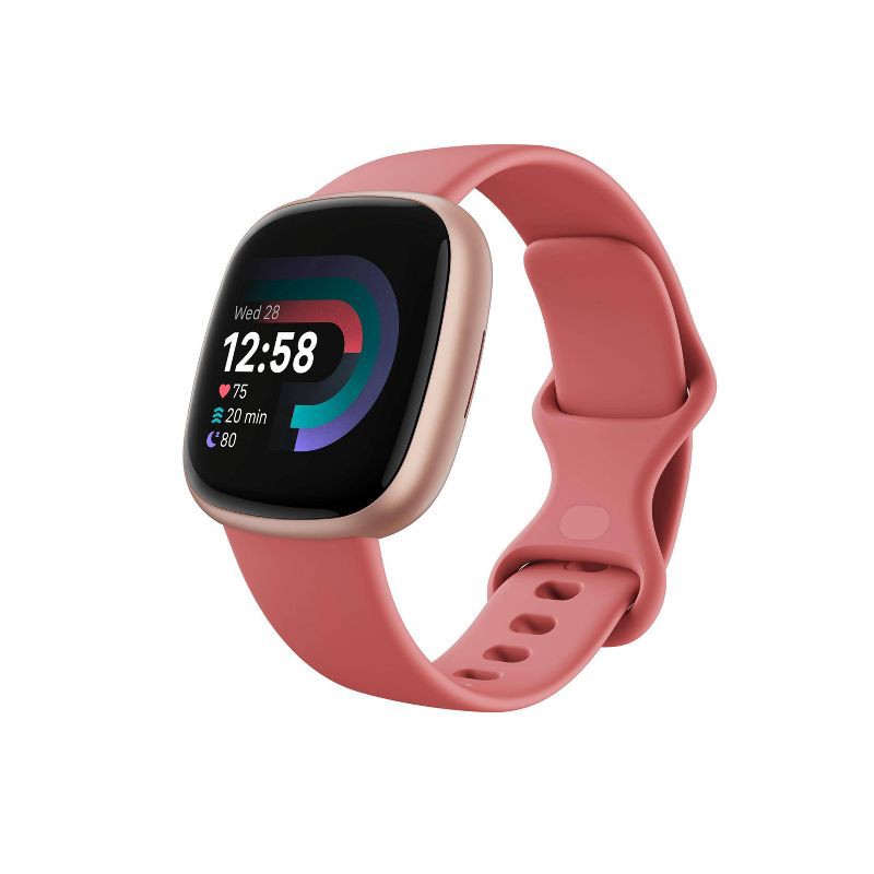 slide 1 of 3, Fitbit Versa 4 Smartwatch - Copper Rose Aluminum with Pink Sand Band, 1 ct