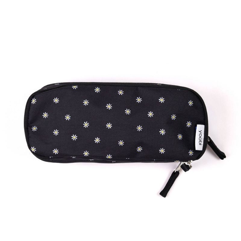 slide 7 of 8, Triple Zip Pencil Pouch Black Daisies - Yoobi™, 1 ct